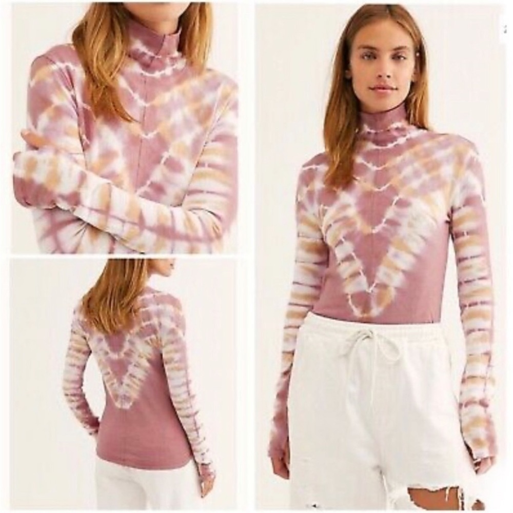 Free People Psychedelic Tie‎ Dye Moody Blossom Turtleneck Tee - Picture 14 of 14